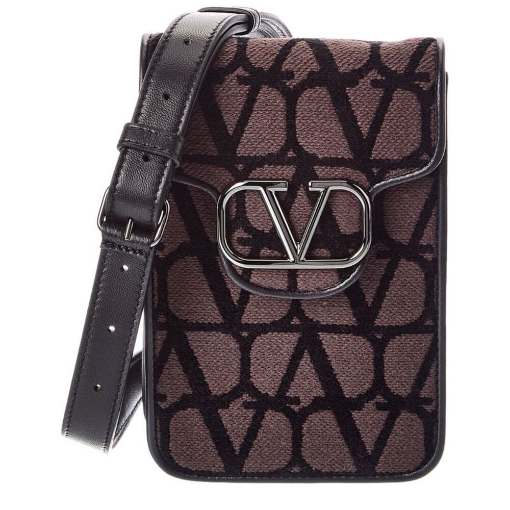 Valentino Vlogo Toile Iconographe Canvas & Leather Smartphone Case, Brown
